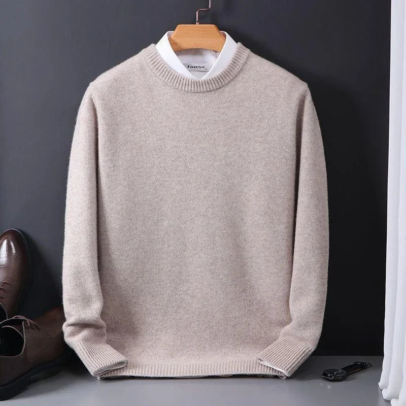 Heren Trui Ronde Hals - Geribde Pullover met Lange Mouwen