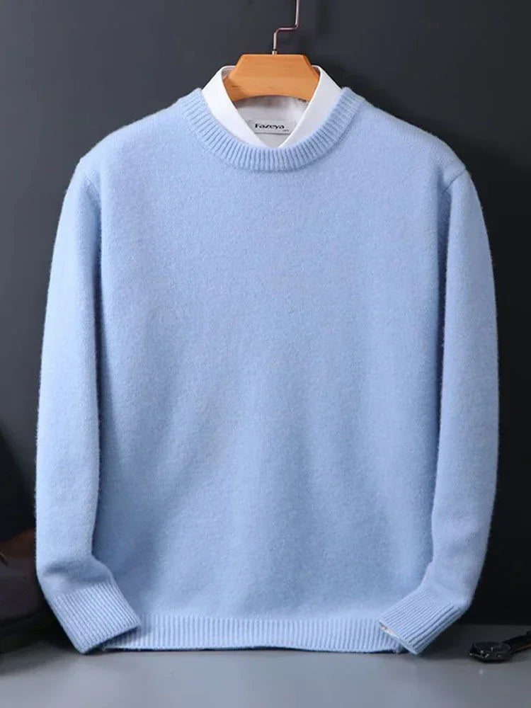Heren Trui Ronde Hals - Geribde Pullover met Lange Mouwen