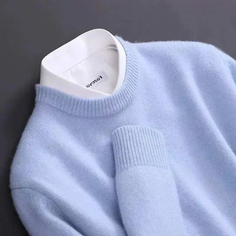 Heren Trui Ronde Hals - Geribde Pullover met Lange Mouwen