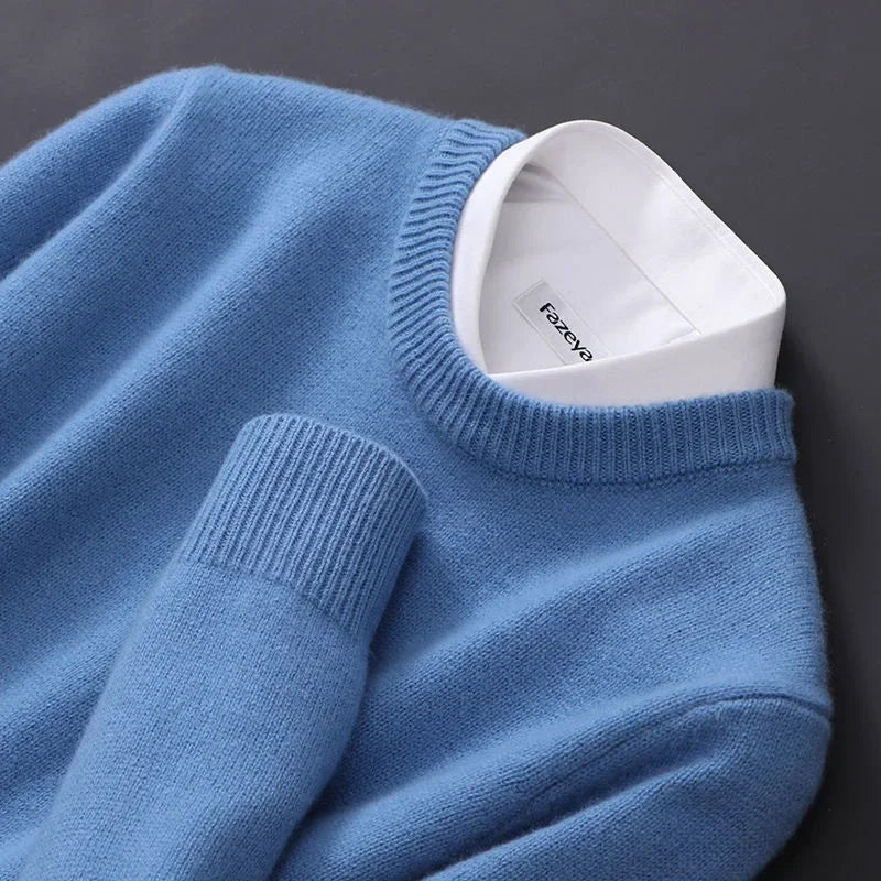 Heren Trui Ronde Hals - Geribde Pullover met Lange Mouwen