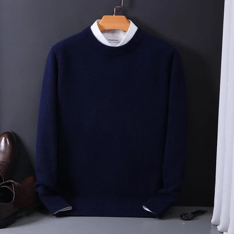 Heren Trui Ronde Hals - Geribde Pullover met Lange Mouwen
