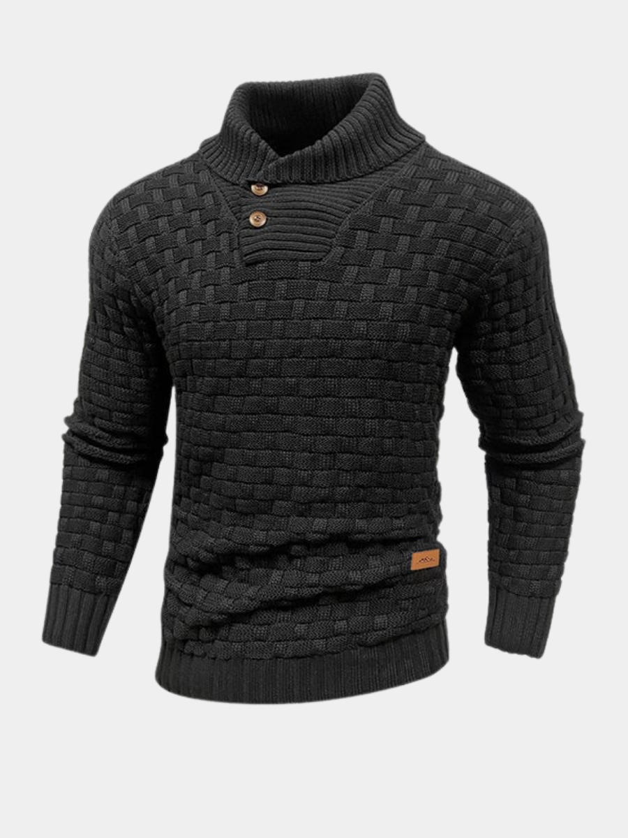 Heren Trui Shawlkraag met Knoopdetail - Gebreide Pullover