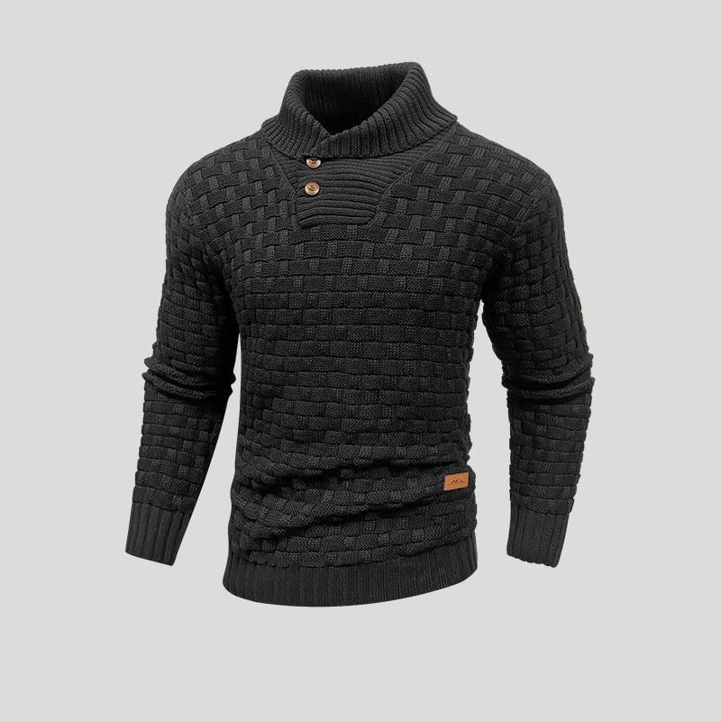 Heren Trui Shawlkraag met Knoopdetail - Gebreide Pullover