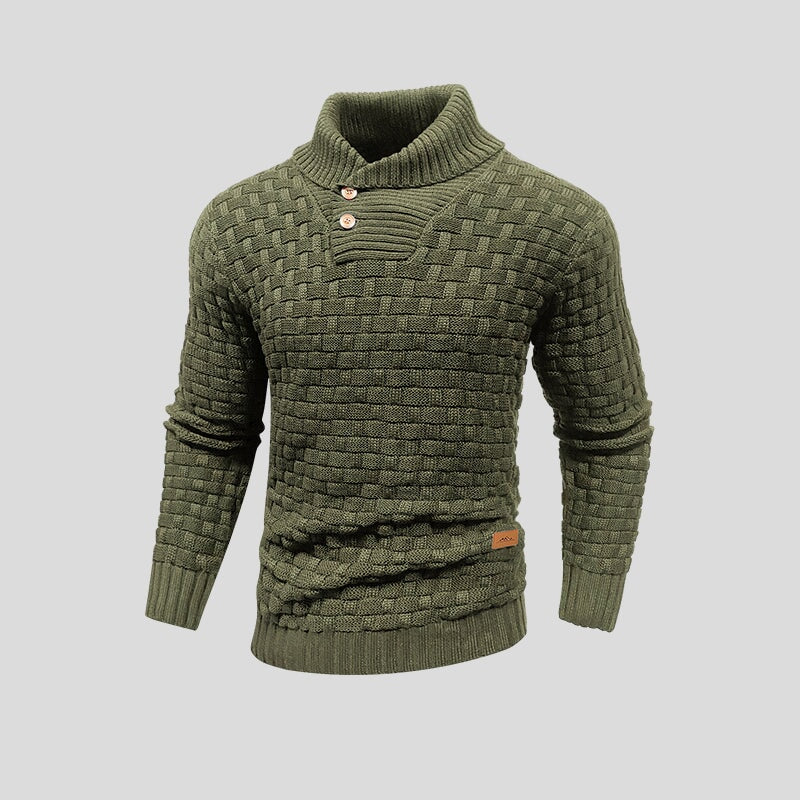 Heren Trui Shawlkraag met Knoopdetail - Gebreide Pullover