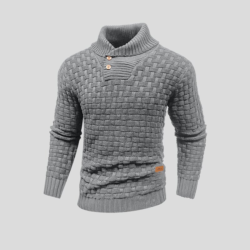 Heren Trui Shawlkraag met Knoopdetail - Gebreide Pullover