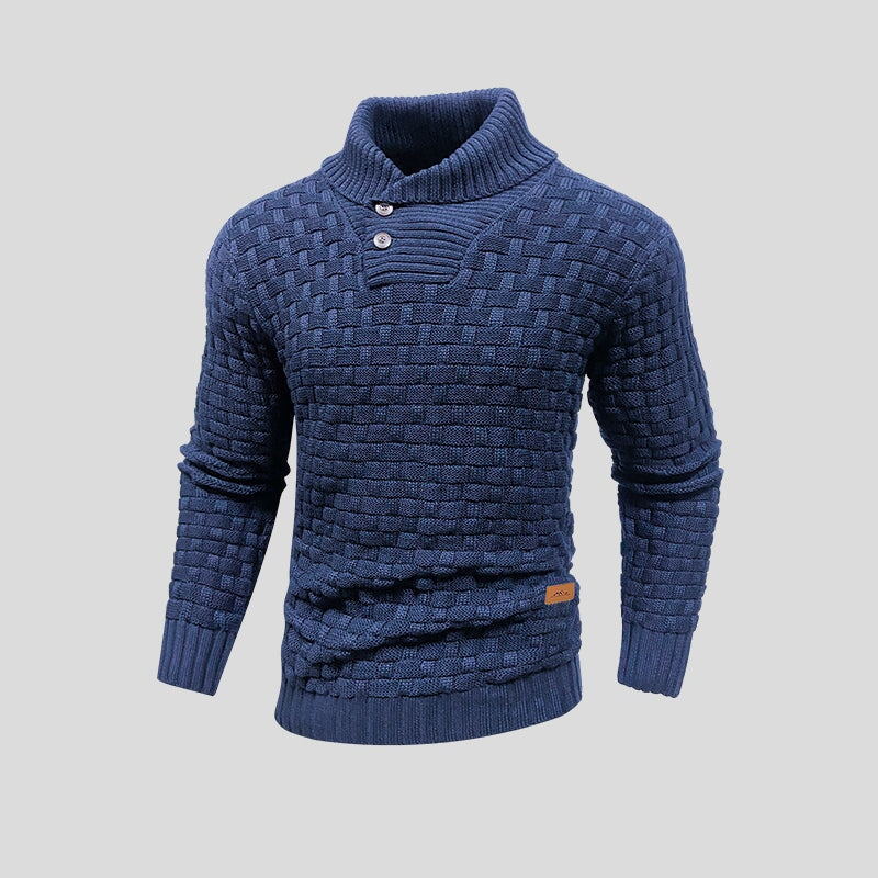 Heren Trui Shawlkraag met Knoopdetail - Gebreide Pullover