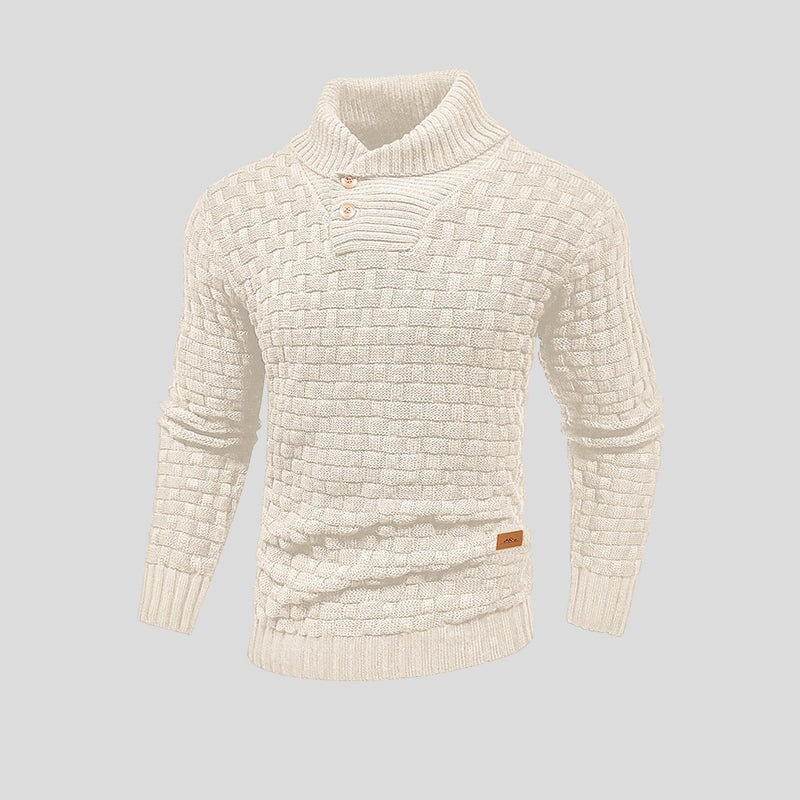 Heren Trui Shawlkraag met Knoopdetail - Gebreide Pullover