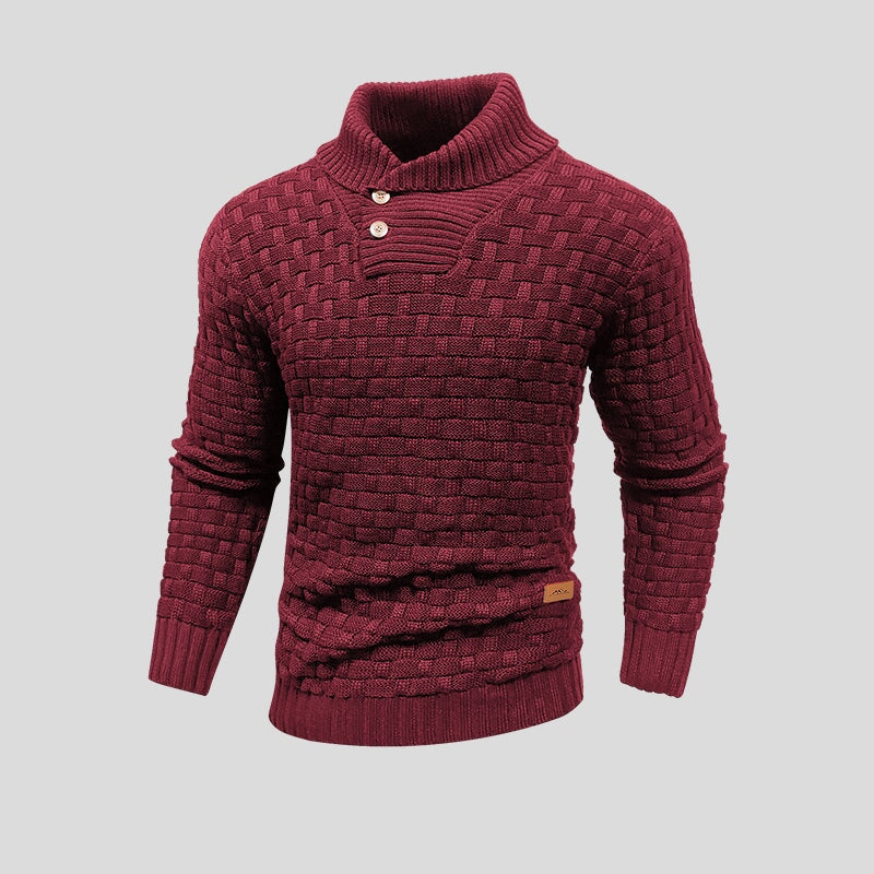 Heren Trui Shawlkraag met Knoopdetail - Gebreide Pullover