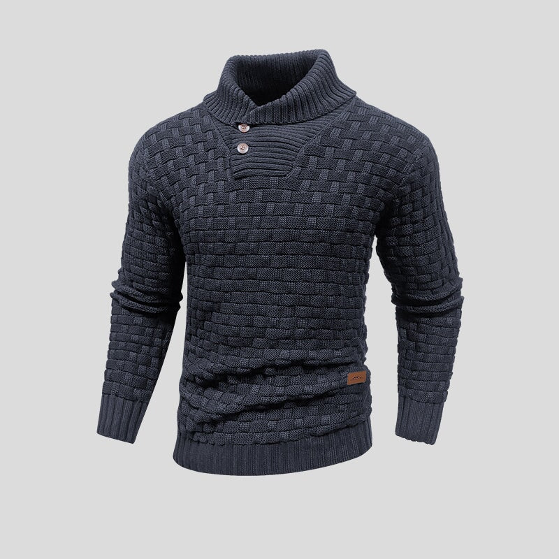 Heren Trui Shawlkraag met Knoopdetail - Gebreide Pullover