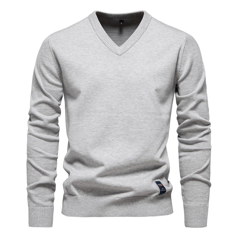 Heren Trui V-Hals Lange Mouw – Geribbelde Gebreide Pullover