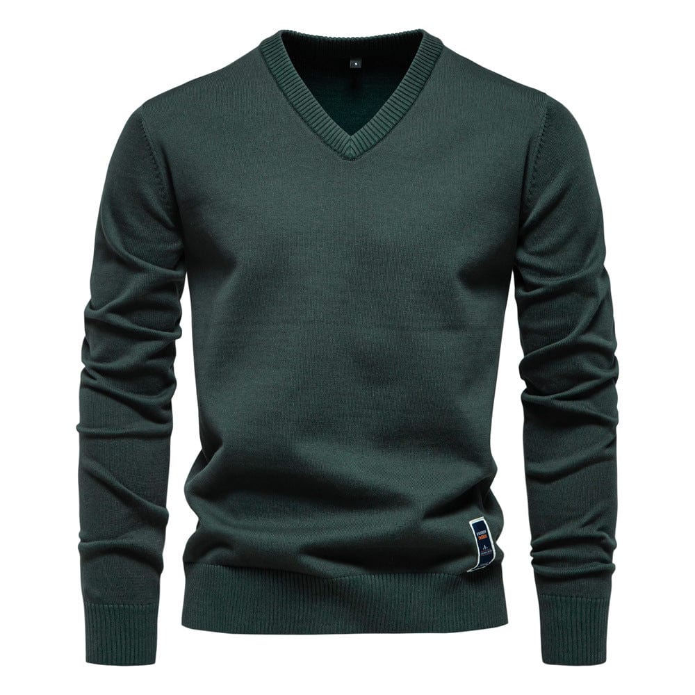 Heren Trui V-Hals Lange Mouw – Geribbelde Gebreide Pullover