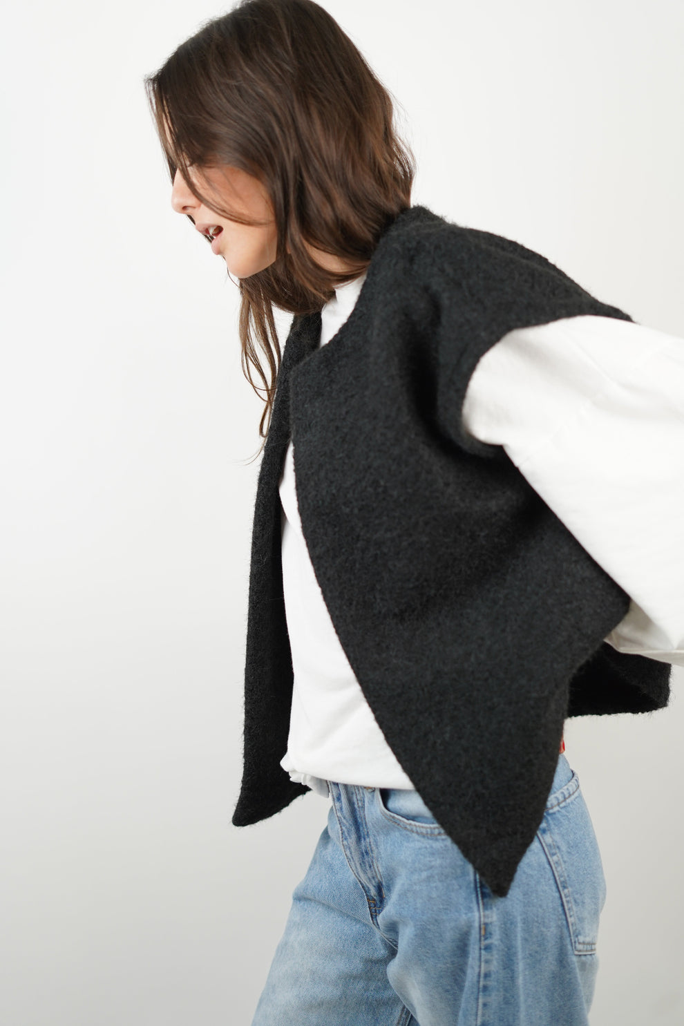 Lolita | Dames vest van luxe mohairmix met ruimvallende pasvorm