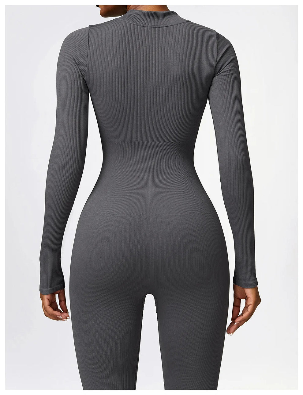 Jumpsuit dames | Lange mouwen jumpsuit met ritssluiting en flatterend silhouet
