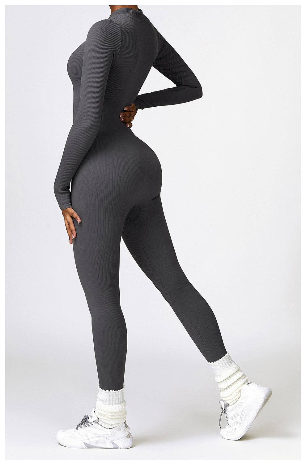 Jumpsuit dames | Lange mouwen jumpsuit met ritssluiting en flatterend silhouet