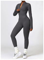 Jumpsuit dames | Lange mouwen jumpsuit met ritssluiting en flatterend silhouet