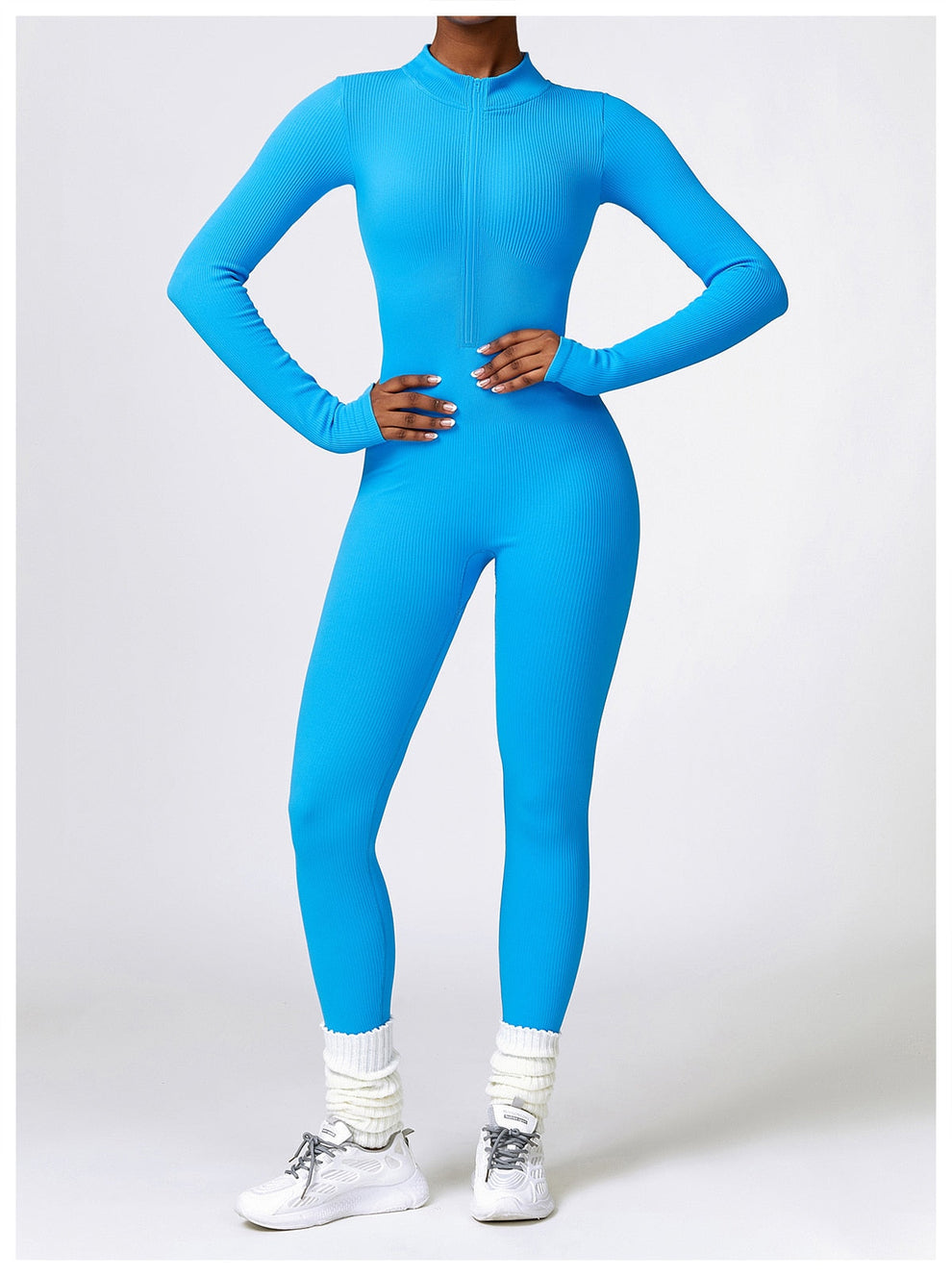 Jumpsuit dames | Lange mouwen jumpsuit met ritssluiting en flatterend silhouet
