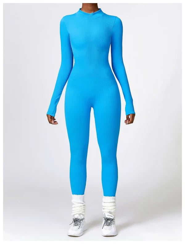 Jumpsuit dames | Lange mouwen jumpsuit met ritssluiting en flatterend silhouet