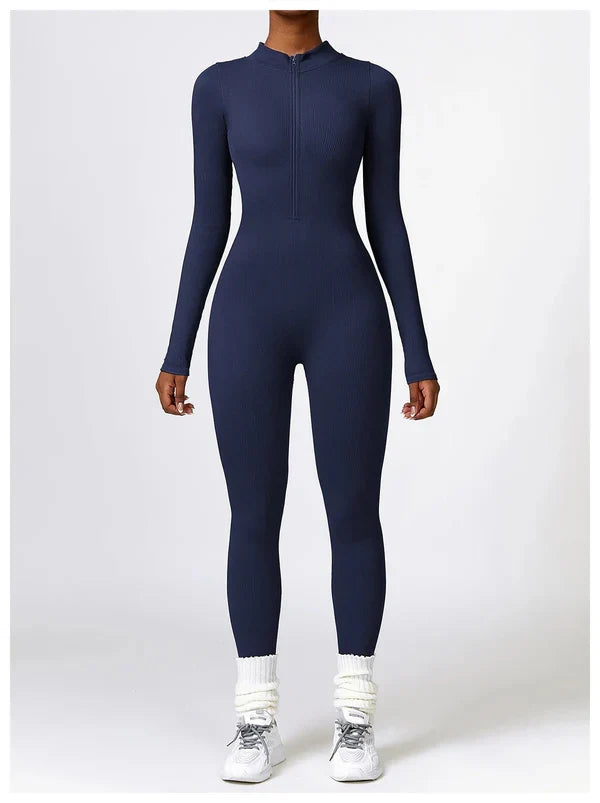 Jumpsuit dames | Lange mouwen jumpsuit met ritssluiting en flatterend silhouet
