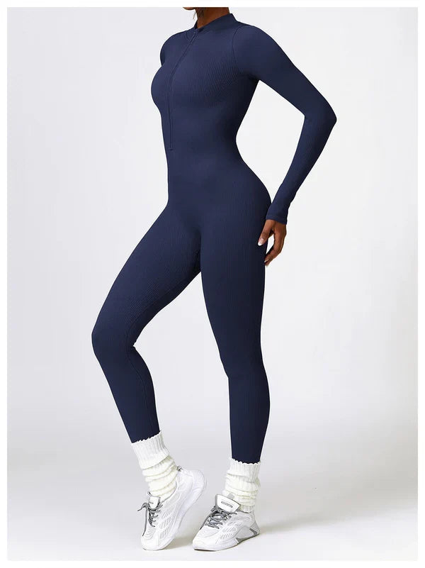 Jumpsuit dames | Lange mouwen jumpsuit met ritssluiting en flatterend silhouet