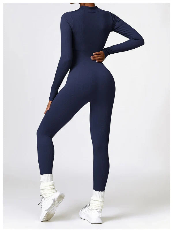 Jumpsuit dames | Lange mouwen jumpsuit met ritssluiting en flatterend silhouet