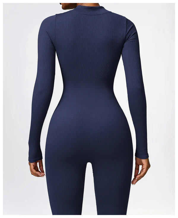 Jumpsuit dames | Lange mouwen jumpsuit met ritssluiting en flatterend silhouet
