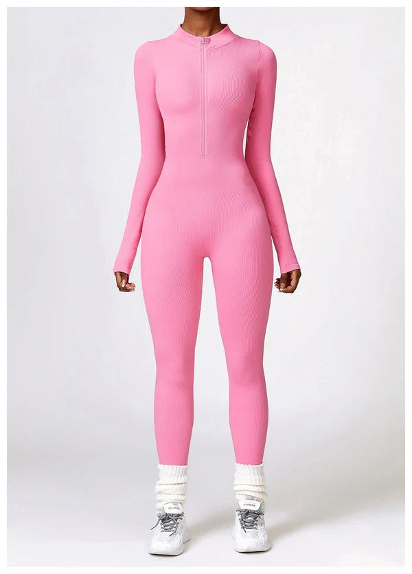 Jumpsuit dames | Lange mouwen jumpsuit met ritssluiting en flatterend silhouet