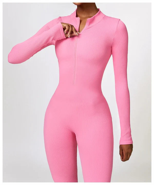 Jumpsuit dames | Lange mouwen jumpsuit met ritssluiting en flatterend silhouet