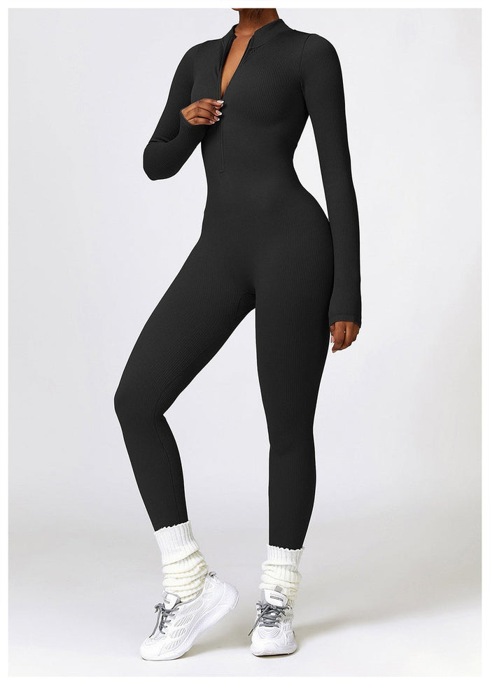 Jumpsuit dames | Lange mouwen jumpsuit met ritssluiting en flatterend silhouet