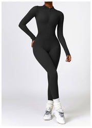 Jumpsuit dames | Lange mouwen jumpsuit met ritssluiting en flatterend silhouet