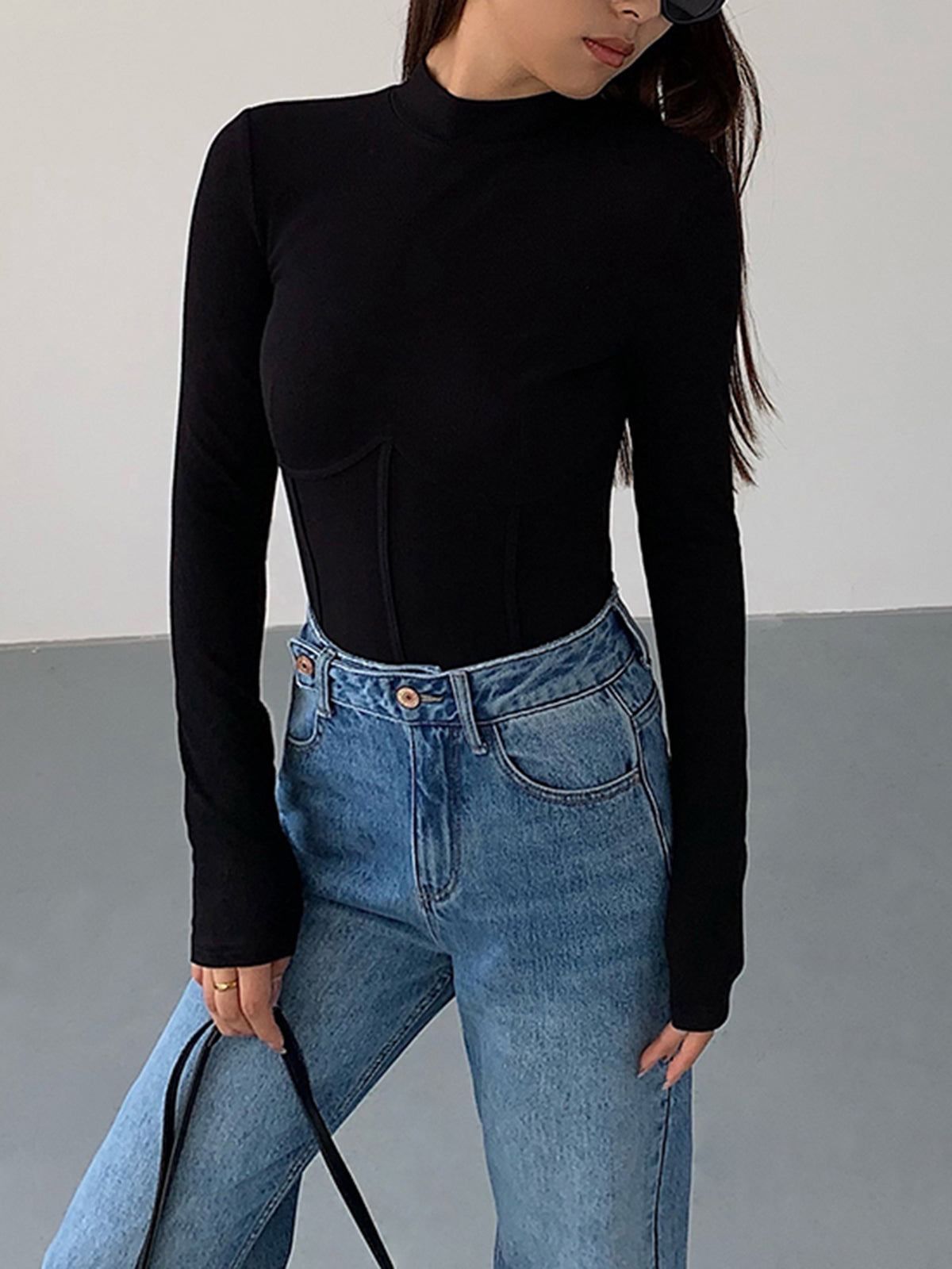 Lucy - Slimfit top met bustier vorm
