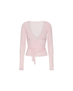 Wikkelblouse dames Roze | Lange mouwen blouse met verstelbare banden en comfortabele pasvorm