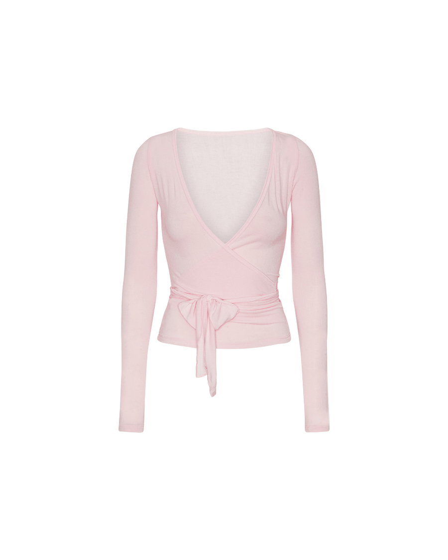 Wikkelblouse dames Roze | Lange mouwen blouse met verstelbare banden en comfortabele pasvorm