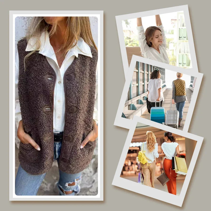 Mouwloos Vest Bruin | Damesvest met klassiek ontwerp en veelzijdige stijl
