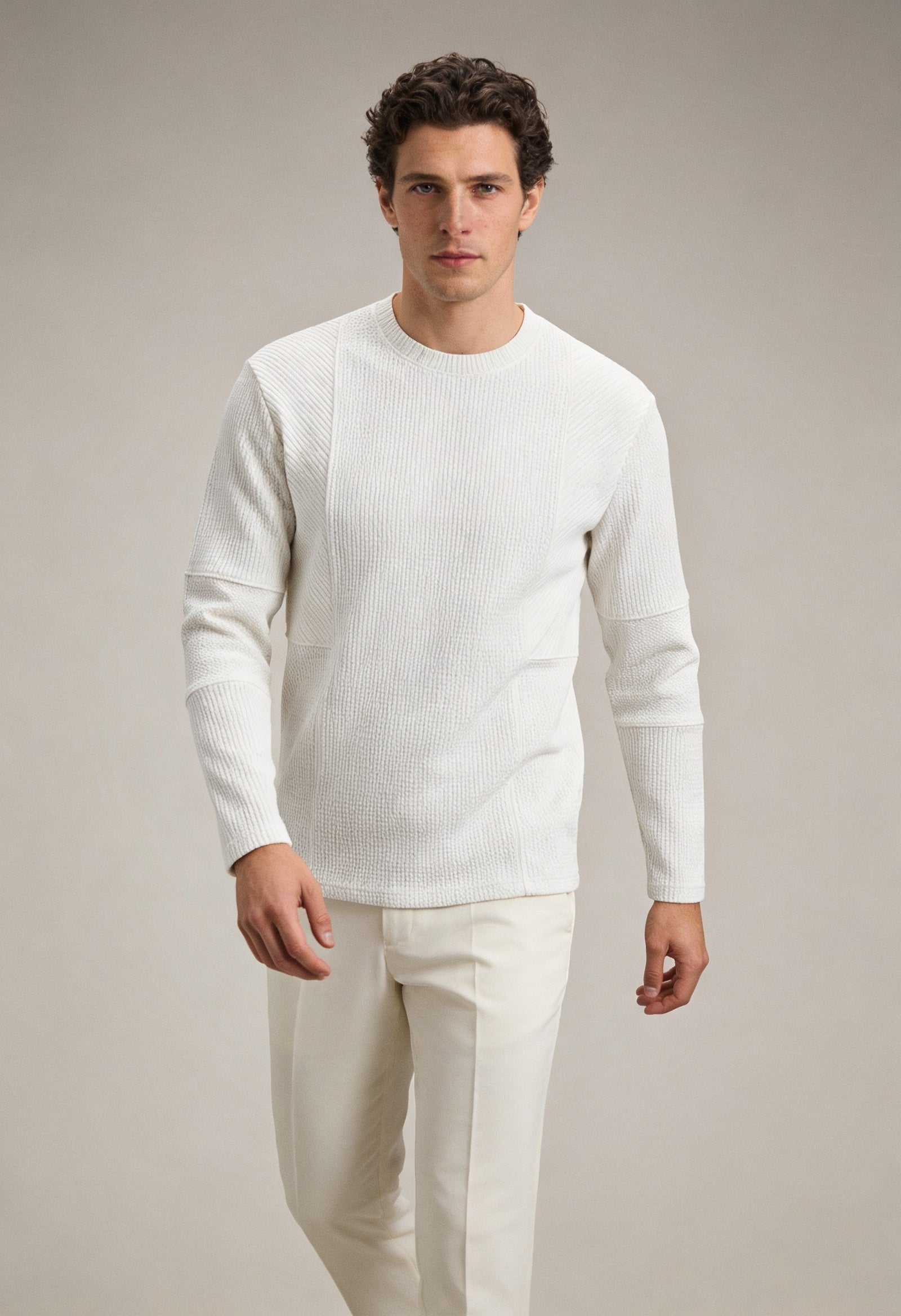 Heren Slim Fit Trui – Met Ronde Hals en Lange Mouwen voor Casual Gebruik