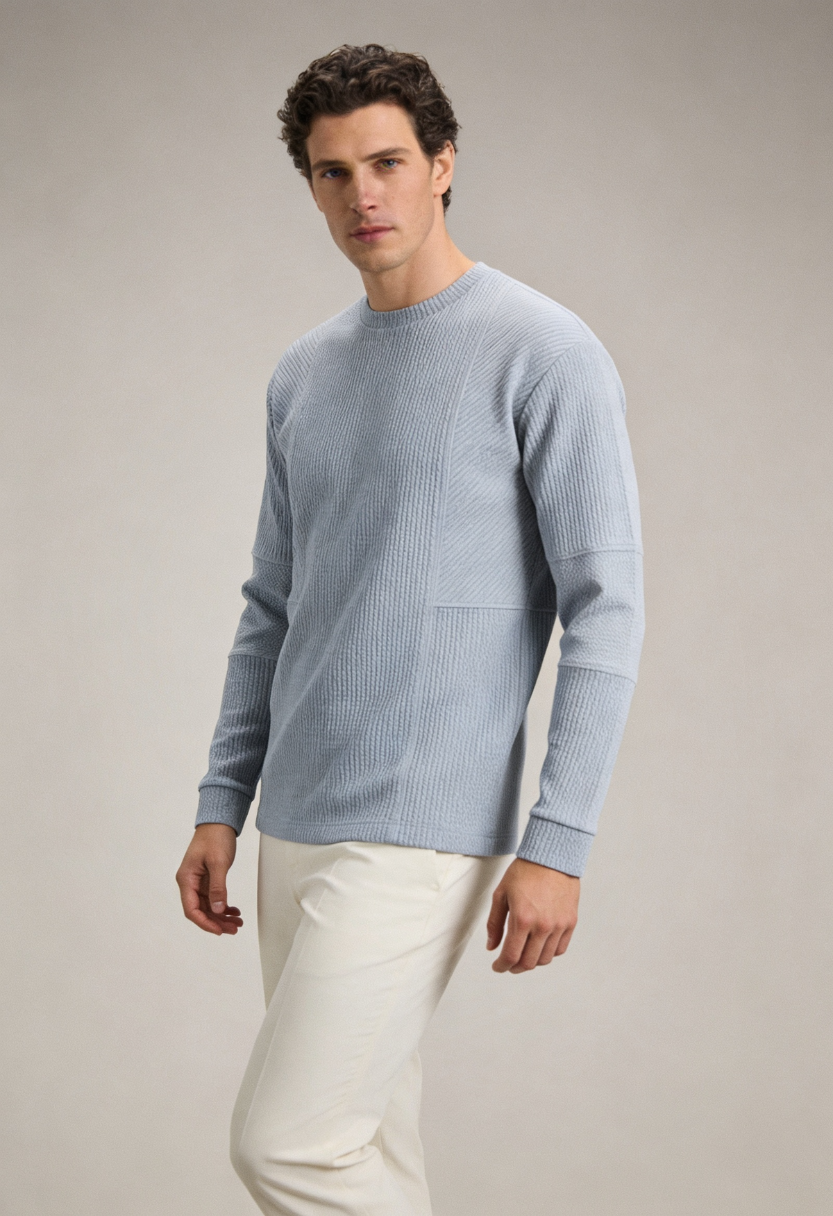Heren Slim Fit Trui – Met Ronde Hals en Lange Mouwen voor Casual Gebruik