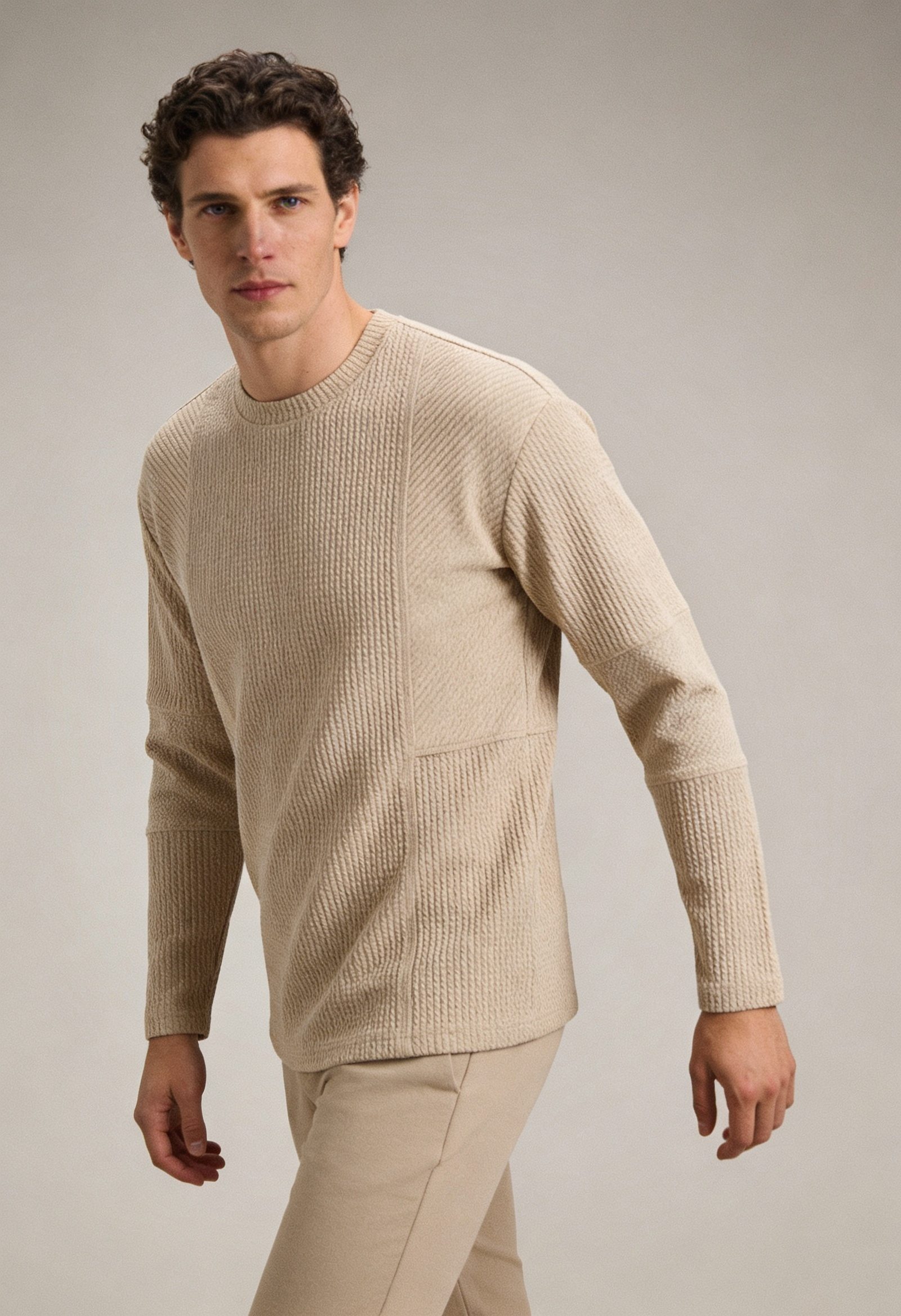 Heren Slim Fit Trui – Met Ronde Hals en Lange Mouwen voor Casual Gebruik
