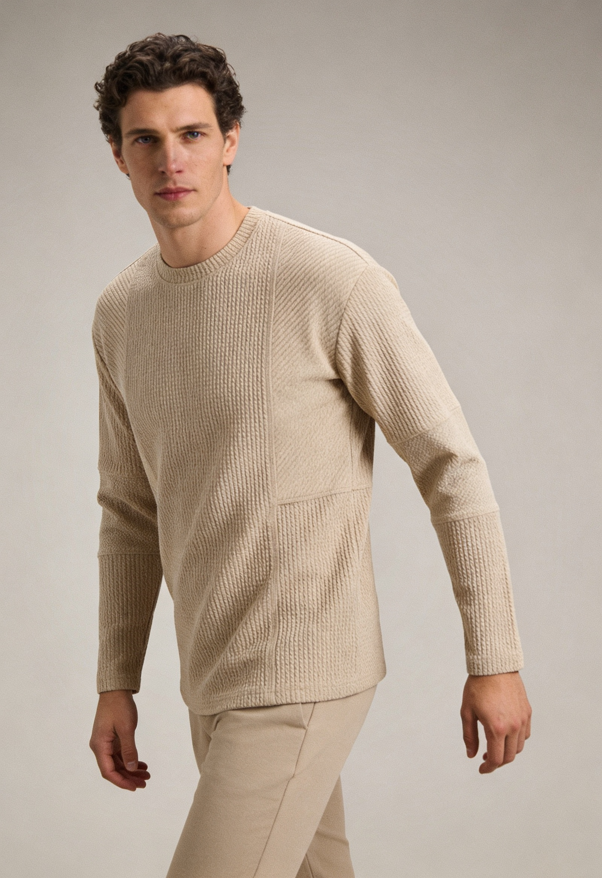 Heren Slim Fit Trui – Met Ronde Hals en Lange Mouwen voor Casual Gebruik