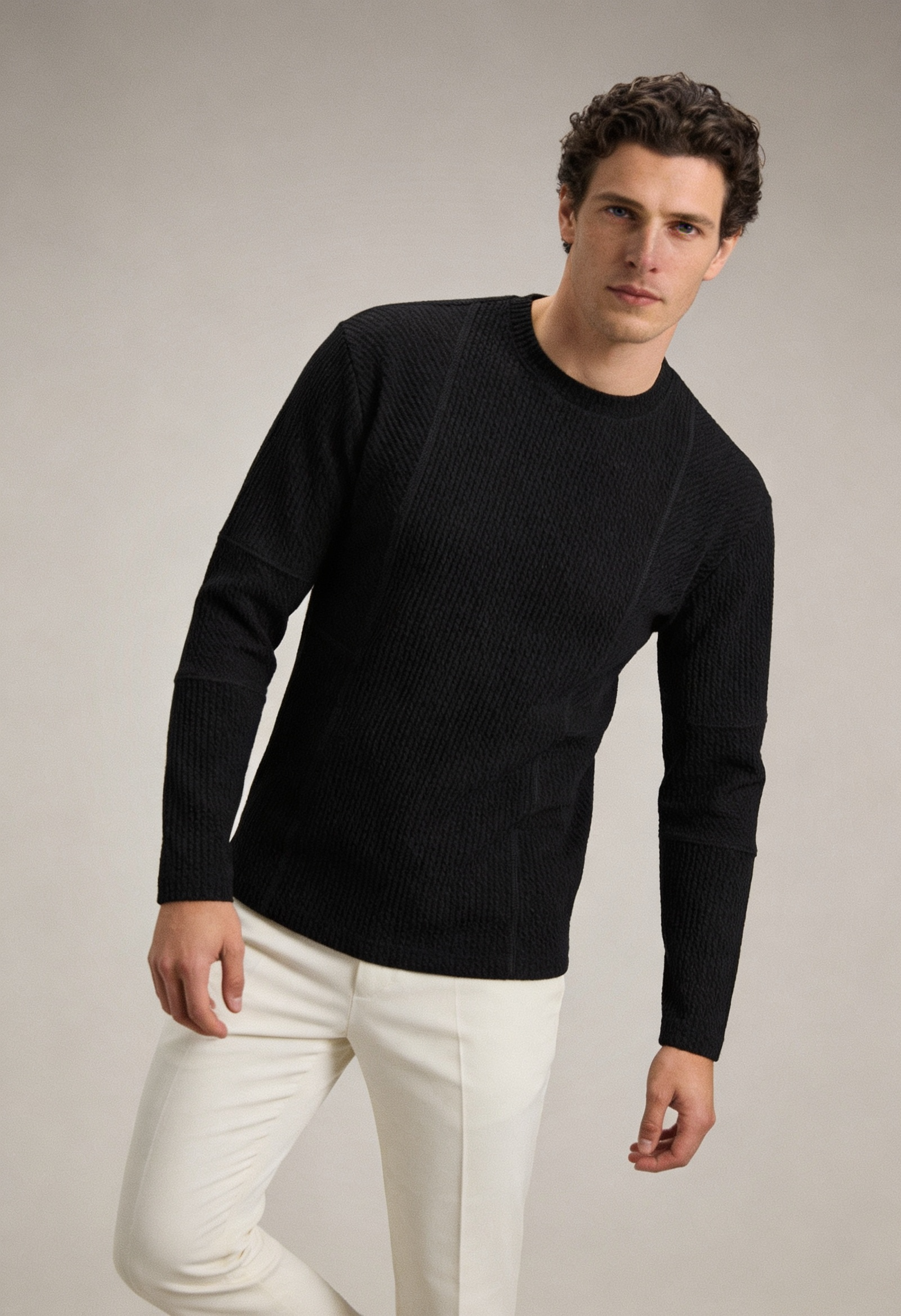 Heren Slim Fit Trui – Met Ronde Hals en Lange Mouwen voor Casual Gebruik