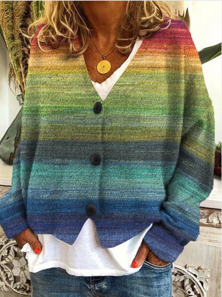 Dames Vest Boho Print met Knopen en V-Hals