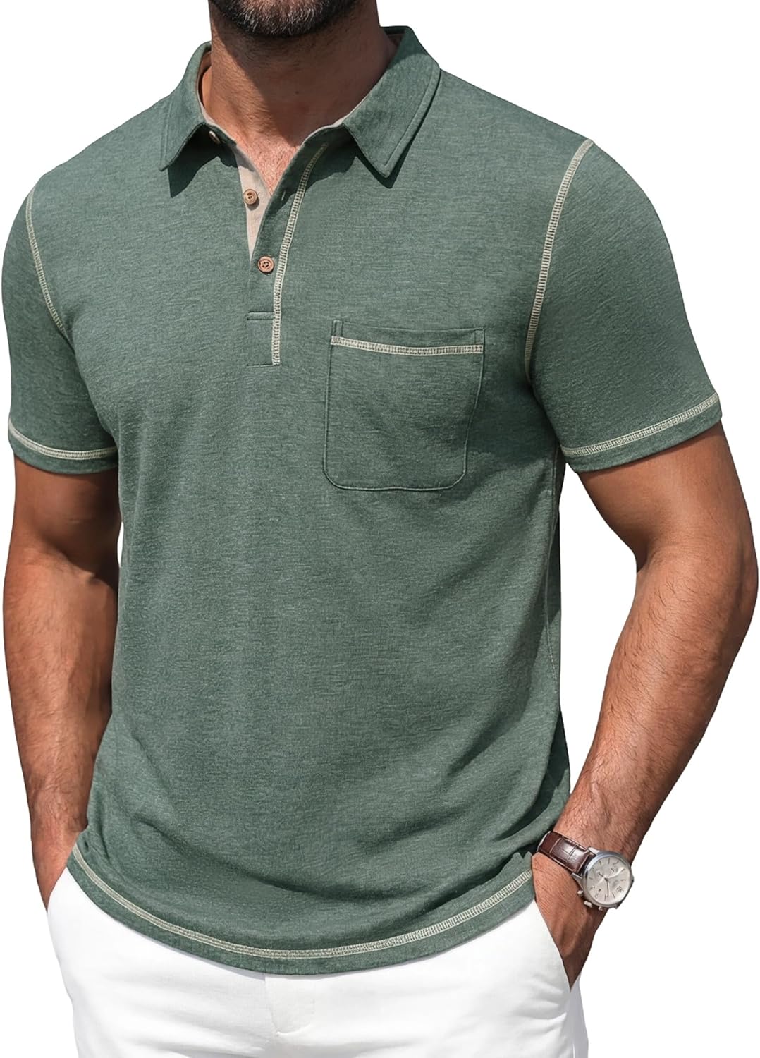 Heren Slim Fit Polo – Korte Mouwen, Geschikt voor Casual en Dagelijks Gebruik