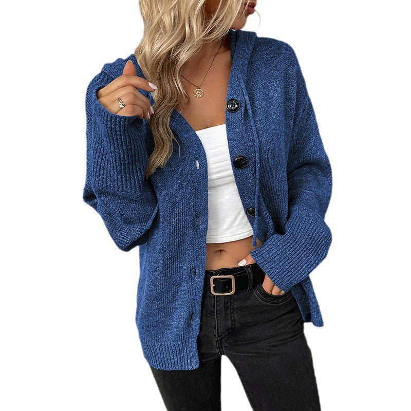 Dames Vest met Capuchon en Knoopsluiting – Gebreide Cardigan Losse Fit