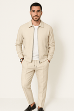 Heren Slim Fit Set – Casual voor Dagelijks Gebruik, Met Knopen en Rits