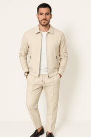 Heren Slim Fit Set – Casual voor Dagelijks Gebruik, Met Knopen en Rits