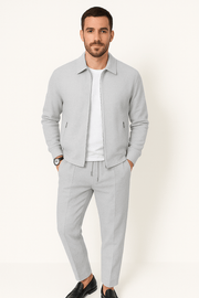 Heren Slim Fit Set – Casual voor Dagelijks Gebruik, Met Knopen en Rits