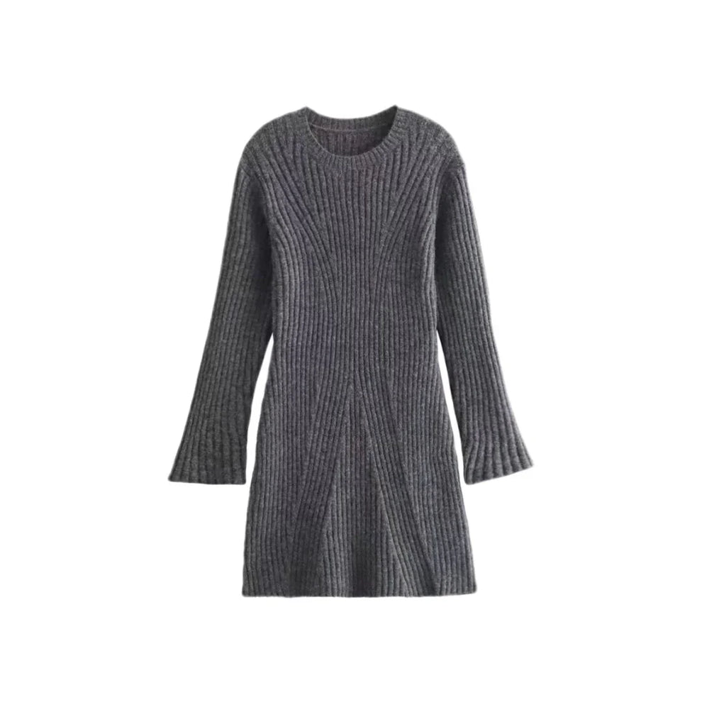 Dames gebreide jurk met veelzijdige fit en gestreept design