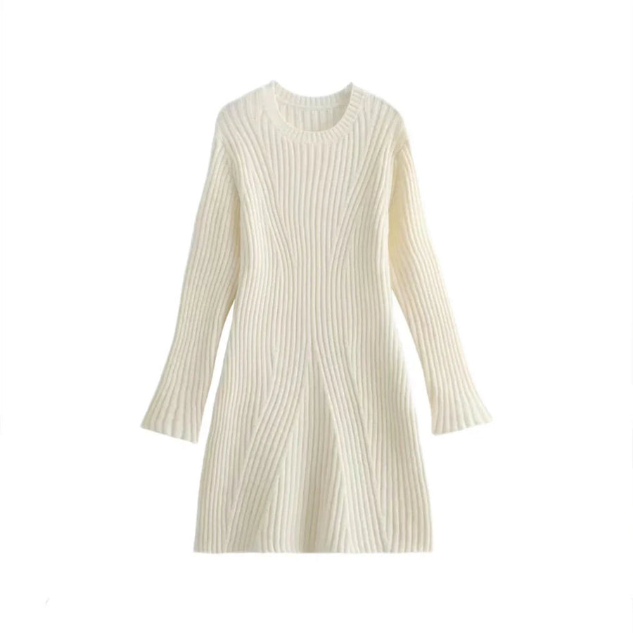 Dames gebreide jurk met veelzijdige fit en gestreept design