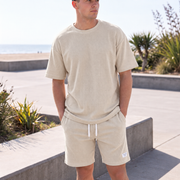 Heren Slim Fit Set – T-shirt en Korte Broek met Elastische Taille voor Casual Gebruik