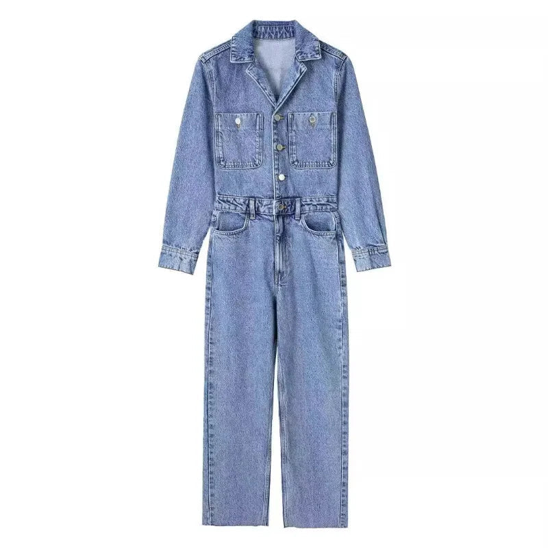 Odalia Denim Jumpsuit | Dames jumpsuit met rechte pasvorm en comfortabele stretch