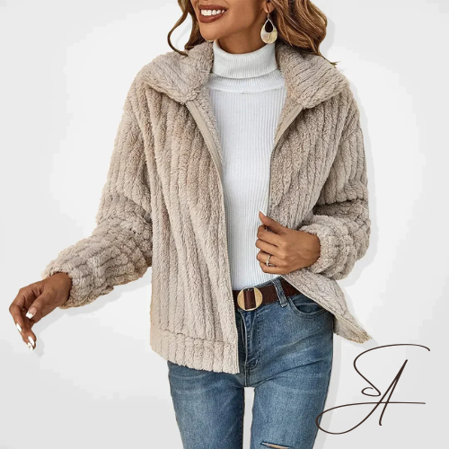 Dames Vest Teddy Fleece met Reverskraag en Rits