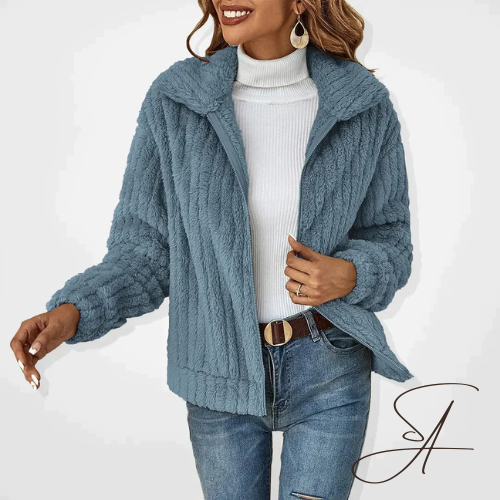 Dames Vest Teddy Fleece met Reverskraag en Rits